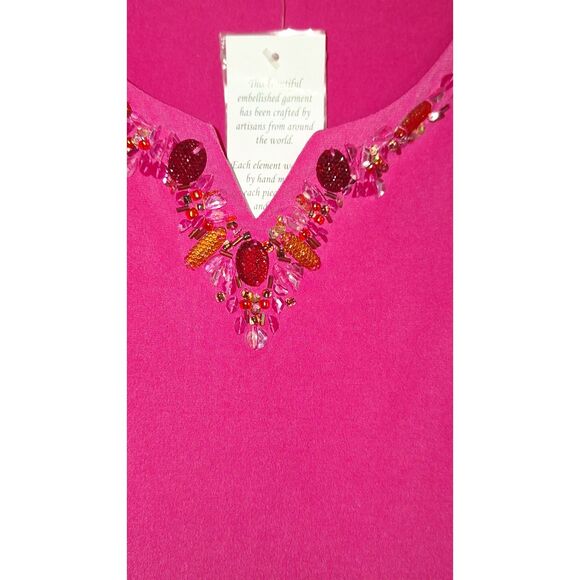 A Susan Graver Style Artisan Women's Top Beaded Pink Evening Office Siren 1X NWT - Picture 12 of 12